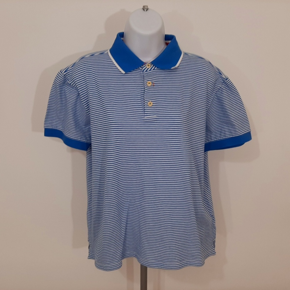 Robert Graham X Women's Polo Shirt Size Large Blue